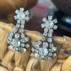 Vintage Kramer NY Signed Silver Crystal Earrings